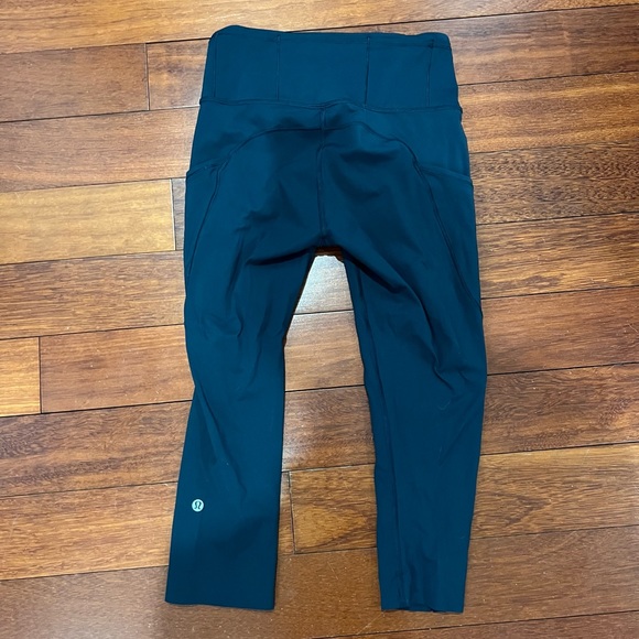 Lululemon Fast & Free Crop Leggings Tights Nulux Noctural Teal Sz. 6 - Picture 8 of 11
